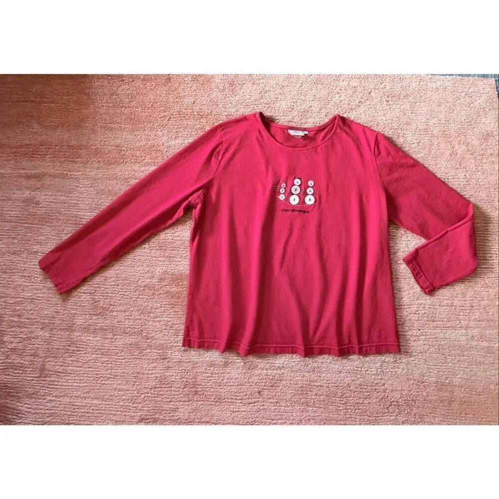 Y2K Hot Cotton Marc Ware L Red Long Sleeve Graphic Tee Made in USA